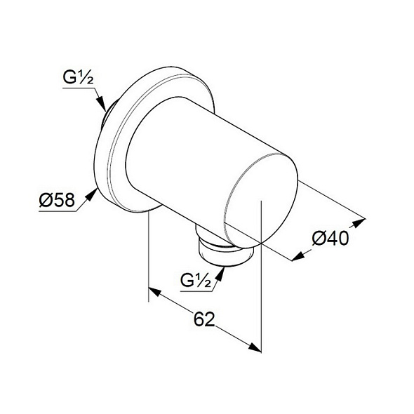 Вывод для душа Kludi Nova Fonte Puristic 20543N5-15, брашированный никель