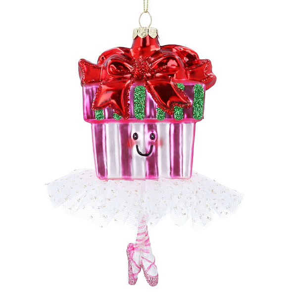 Елочная игрушка "Подарок-балерина" 14 см