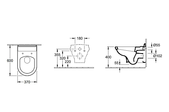 Унитаз подвесной Villeroy & Boch Hommage 60х37, CeramicPlus, 6661B0R1, с сиденьем