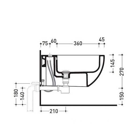 Биде подвесное Flaminia App 54х36 AP218PET, Petrolio