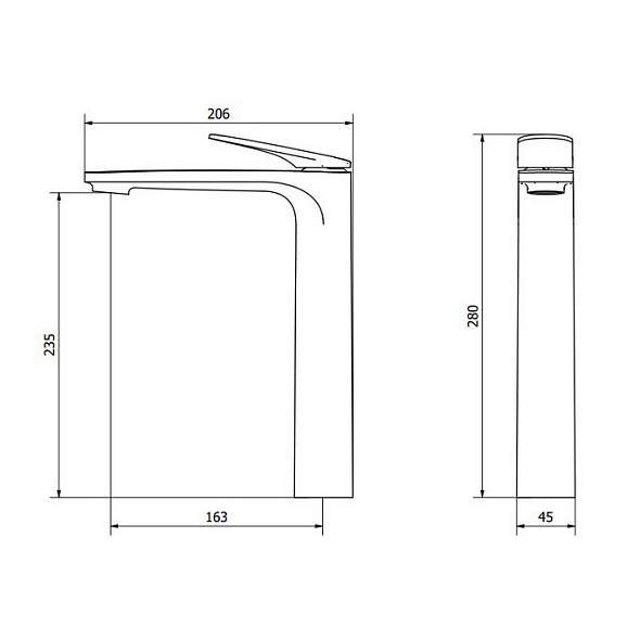 Смеситель для раковины iB Rubinetti YesPlease YP202CC, высокий, хром