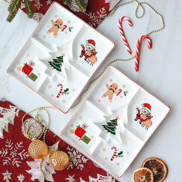 Менажница New Milk & Coffee Happy Santa 22х26 см, 5 секторов