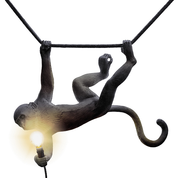 Лампа подвесная Seletti Monkey Lamp Swing Outdoor 44 см, черная