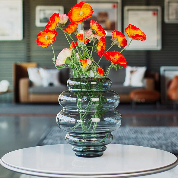 Ваза Glass Design Atmosphere 25 см, серая