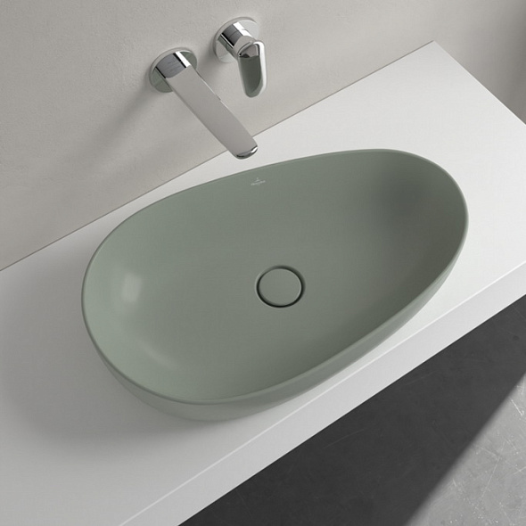 Раковина накладная Villeroy & Boch Antao 65х40, CeramicPlus, 4A7465R8, из TitanCeram, Morning Green
