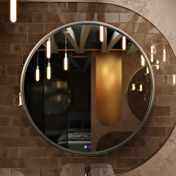 Зеркало Mebelvann Sanrey 100х100, с подсветкой, серебристая рама