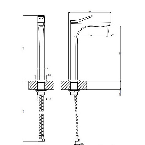 Смеситель для раковины Gessi Rilievo 59004.030, медь PVD