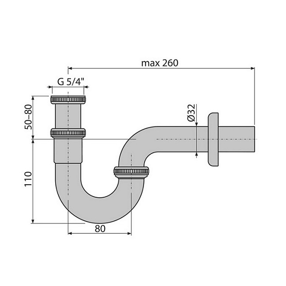 Сифон для раковины Alca DESIGN A432, с накидной гайкой 5/4", хром