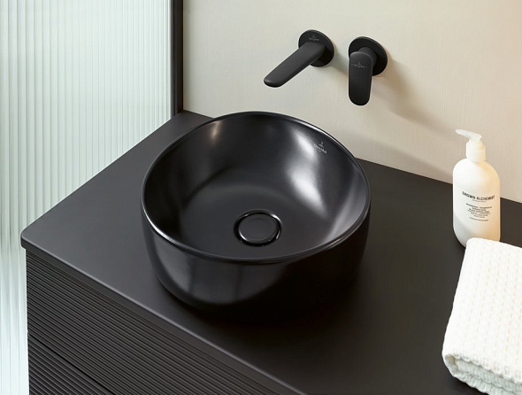 Раковина накладная Villeroy & Boch Antao 40х40, CeramicPlus,4A7240R7, TitanCeram, Pure Black