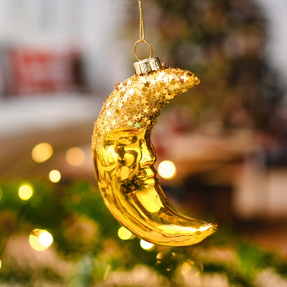 Елочная игрушка "Полумесяц" 9 см, цвет золото
