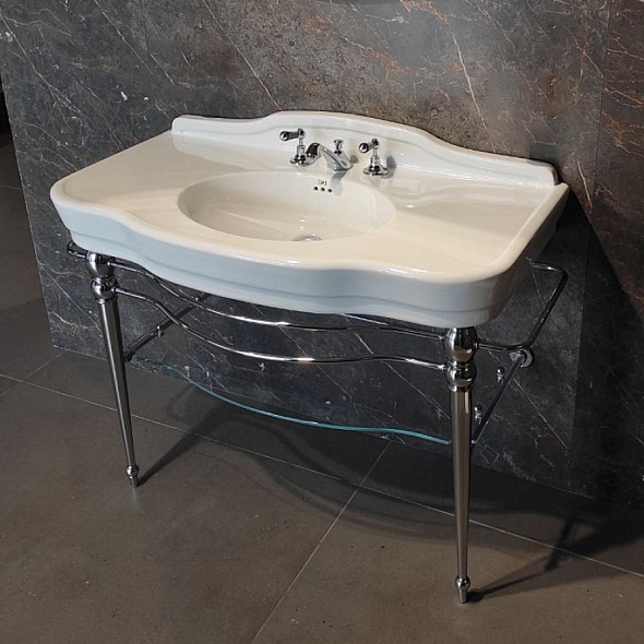 Консоль Devon&Devon Melody, раковина 110x58, основание хром, стеклянная полка