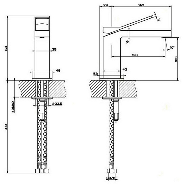 Смеситель для раковины Gessi Rettangolo K 53002.706, черный PVD