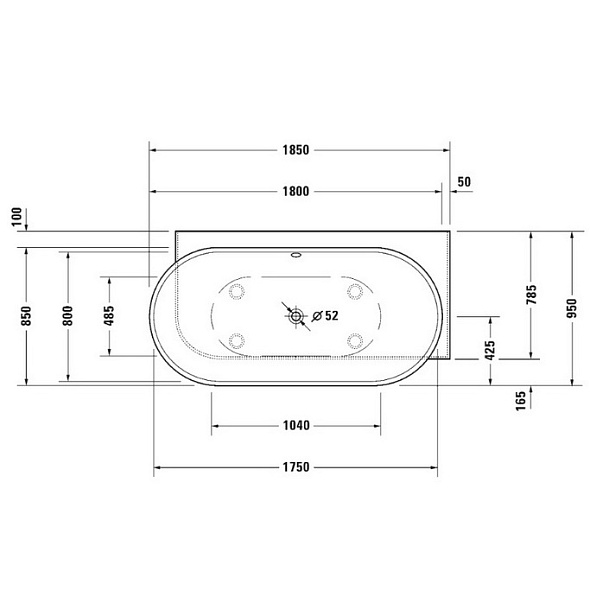 Ванна Duravit Luv 185х95 700432000000000, DuraSolid®, правый угол, белая
