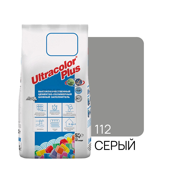 Фуга цементная Mapei UltraColor Plus N112 5 кг, серый