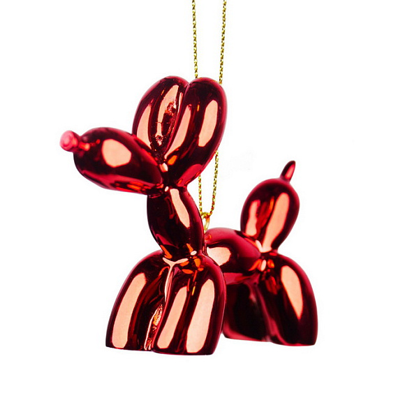 Елочная игрушка "Надувная собачка" 7,6 см, красная