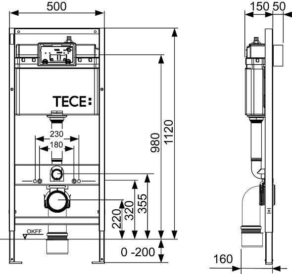 Комплект инсталляции TECE base kit + кнопка хром, 4в1, 9400412