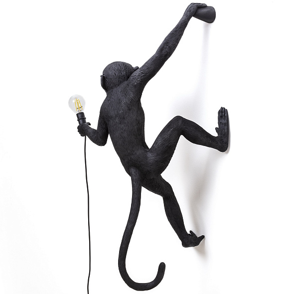 Лампа настенная Seletti Monkey Lamp Hanging 65 см, черная, версия 2