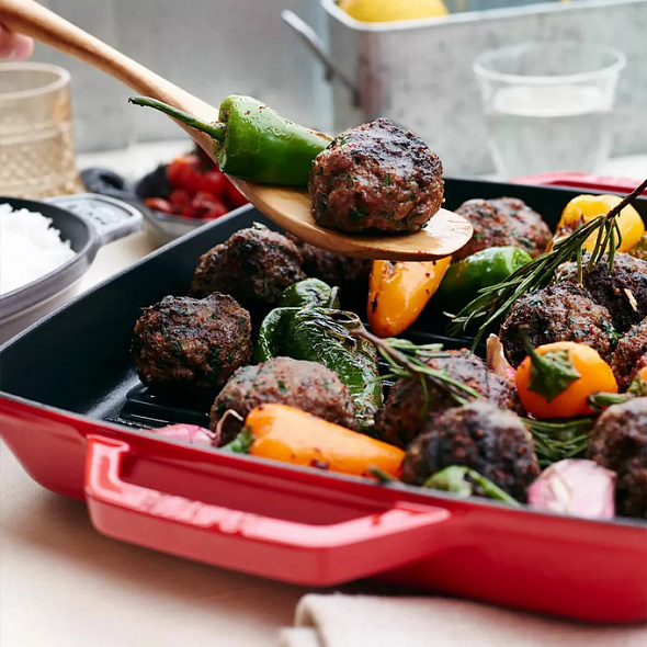 Сковорода-гриль с двумя ручками Grills 23х23 см, вишневая