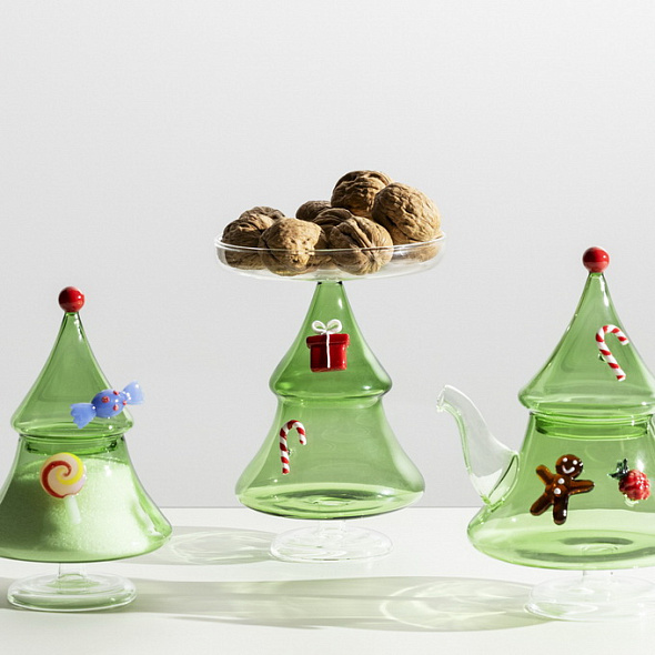 Блюдо на ножке "Рождественская ель" Schiaccianoci 19х14 см