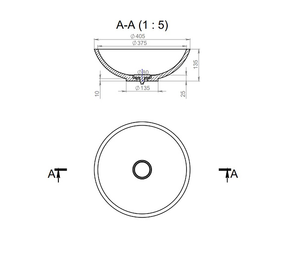 Раковина Holbi Demeter SR 40x40, из Soft Rock, белая матовая, с клапаном
