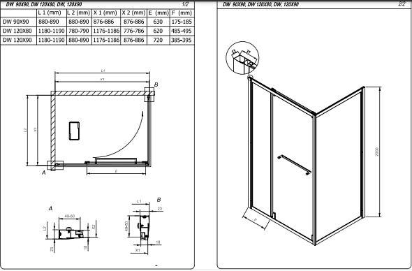 Душевое ограждение Kolpa-San Stellar DW 120X80, серебристый профиль, прозрачное стекло