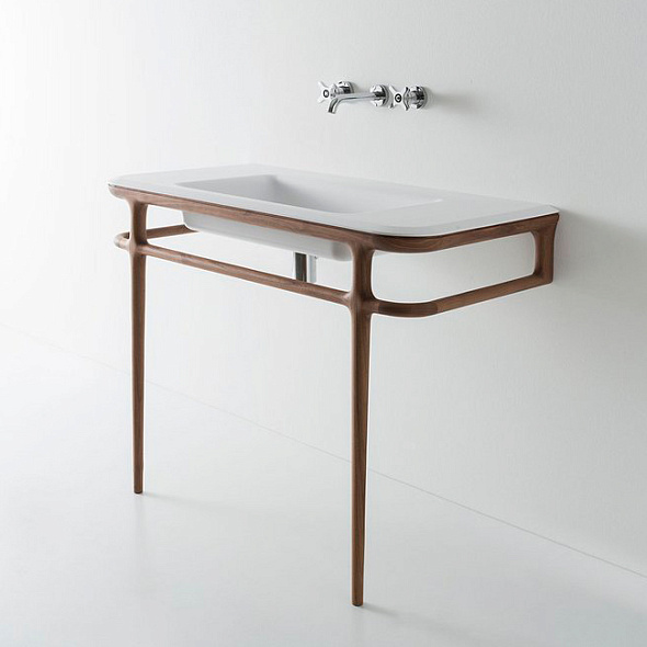 Консоль с раковиной Antonio Lupi Ilbagno 90, 90x54, массив дерева, стекло 12 мм