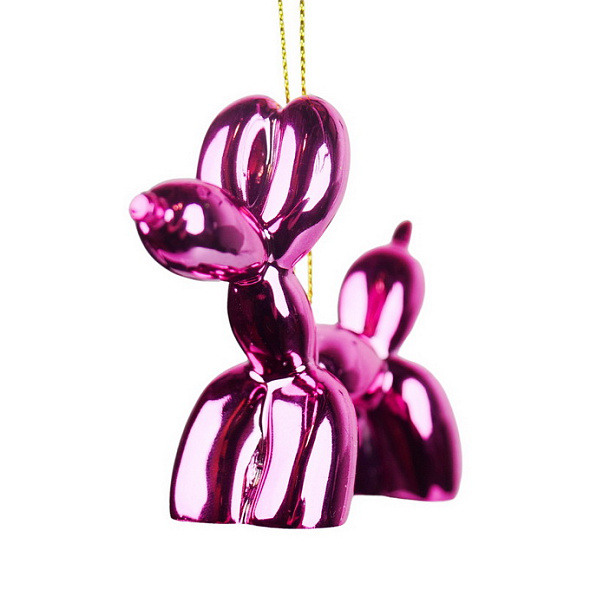 Елочная игрушка "Надувная собачка" 7,6 см, розовая