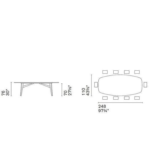 Стол Calligaris Abrey 248х110, Termocotto