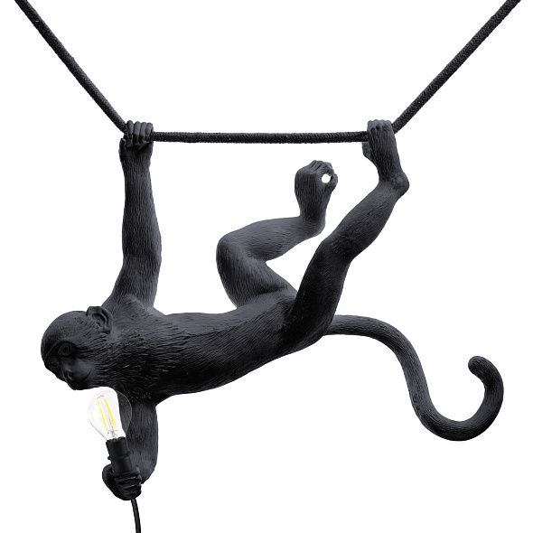 Лампа подвесная Seletti Monkey Lamp Swing Outdoor 44 см, черная