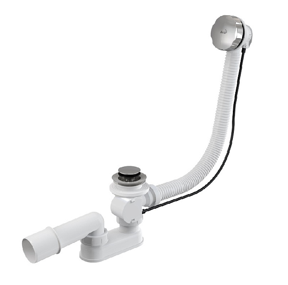 Сифон для ванны AlcaPlast siphon A55K-BL-01,автомат, комплект, хром
