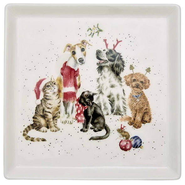 Блюдо Wrendale Designs Christmas "Office Party" 23х23 см, квадратное