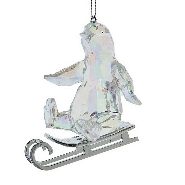 Елочная игрушка "Пингвин на санках" 8,3 см