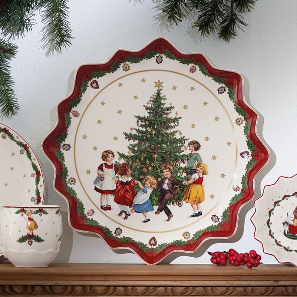 Блюдо круглое "Дети вокруг елки" Toy’s Fantasy 39 см