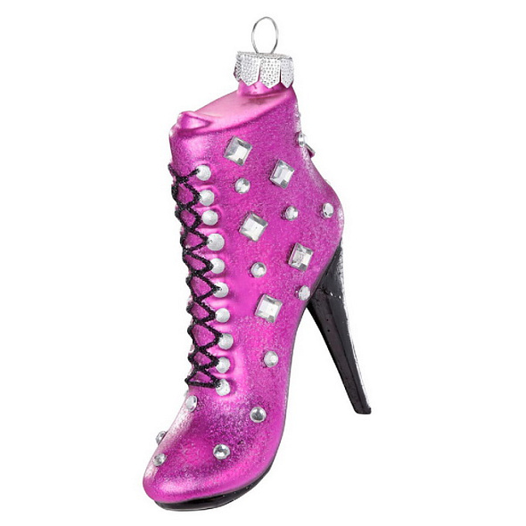 Елочная игрушка "Сапог с блестками" 10,5 см