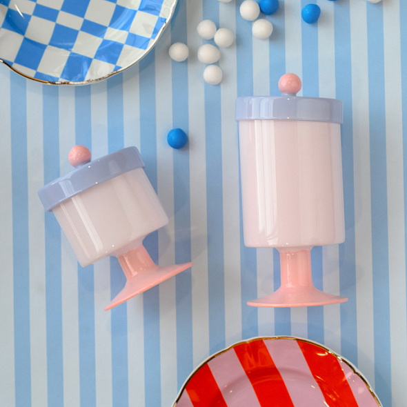 Емкость для хранения на ножке Galassia Merci 20 см, цвет лиловый