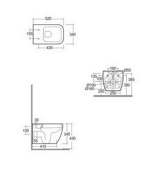 Унитаз подвесной RAK Ceramics Metropolitan q1_MP13AWHA, безободковый, без сиденья