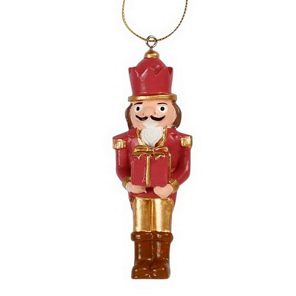 Елочная игрушка "Щелкунчик с подарком" 10 см