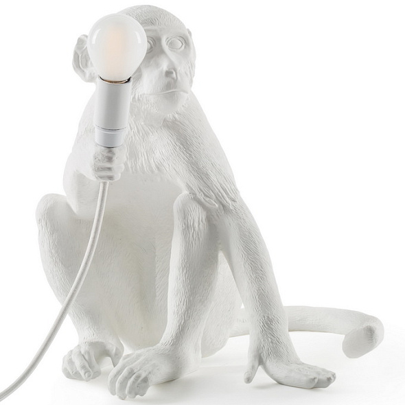 Лампа настольная Monkey Lamp Sitting 32 см, белая