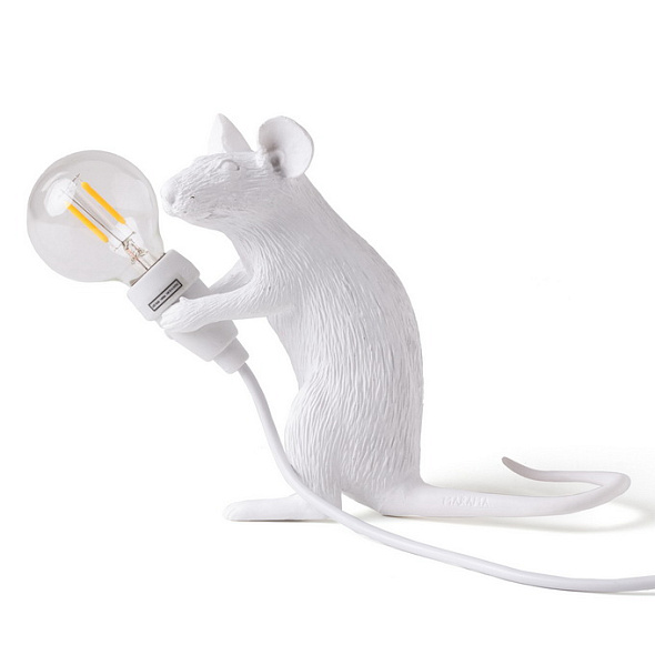 Лампа настольная Seletti Mouse Lamp Mac Sitting 12,5 см, белая