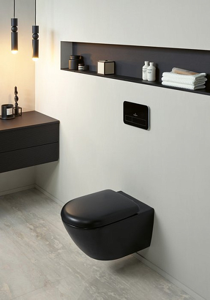 Унитаз Villeroy & Boch Antao 56х37, CeramicPlus, TwistFlush, с сиденьем, Pure Black