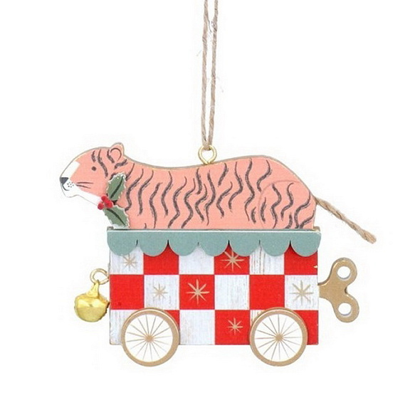 Игрушка на елку "Тигр в тележке" 10 см