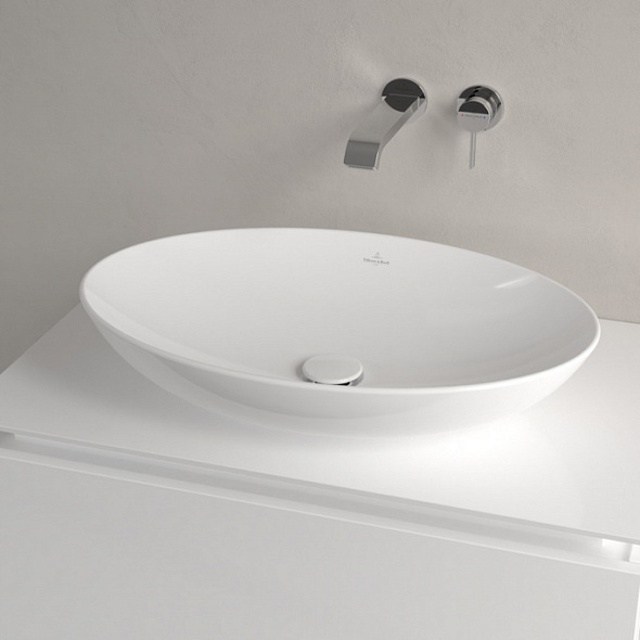 Раковина накладная Villeroy & Boch Loop & Friends 62х42, CeramicPlus, 4A4801R1, из TitanCeram, белая
