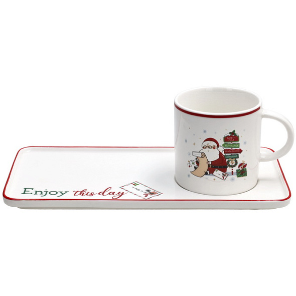 Кружка на подносе New Milk & Coffee Let It Snow 350 мл