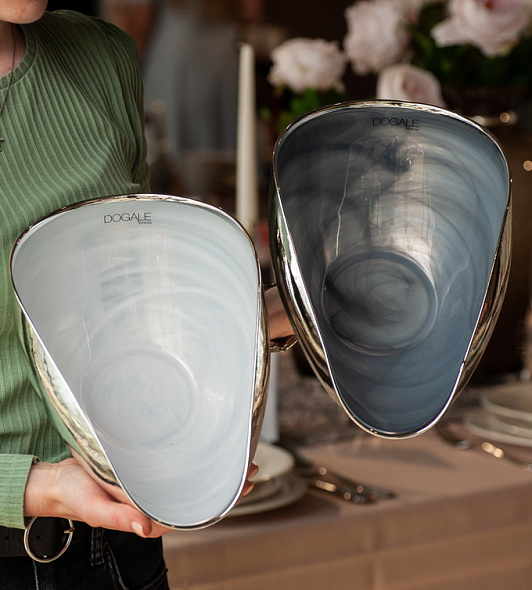 Чаша фигурная Dogale Alabastro 35х20 см, серая