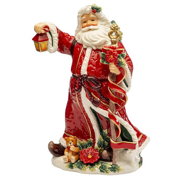 Фигурка "Санта с посохом и фонариком" 35 см