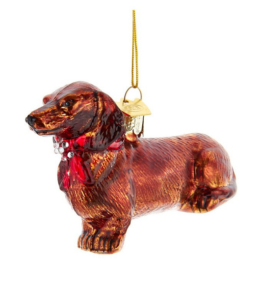 Новогодняя игрушка "Такса" 9 см