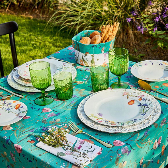 Скатерть прямоугольная Textile Flora 140х180 см, зеленая