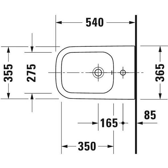 Биде подвесное Duravit Happy D.2 54х36, WonderGliss, 22581500001