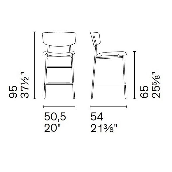 Стул полубарный Calligaris Fifties CS1864, Ebony
