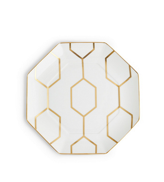 Тарелка Arris Gio Gold 23 см, белая